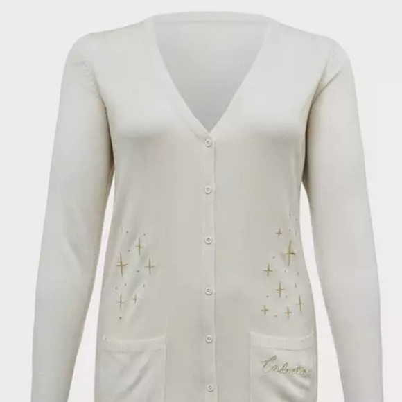 Disney Cinderella Stars Ivory & Gold Embroidered Cardigan - Picture 1 of 4